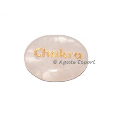 Rose Quartz Chakra Engraved Stone