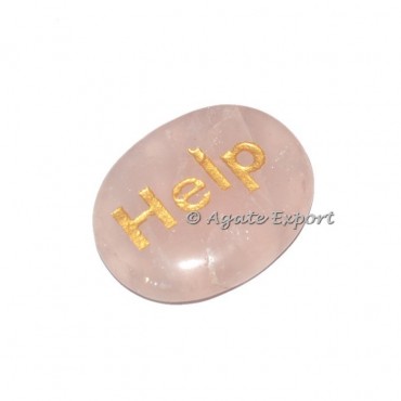 Rose Quartz Help Engraved Stone