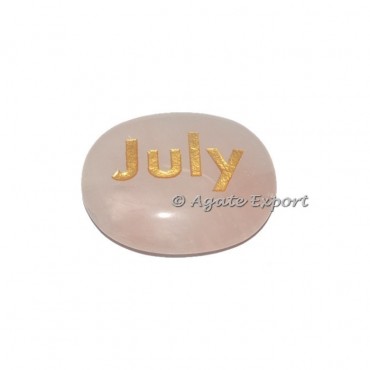 Rose Quartz July Engraved Stone