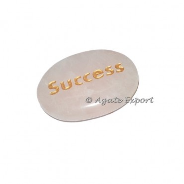 Rose Quartz Success Engraved Stone