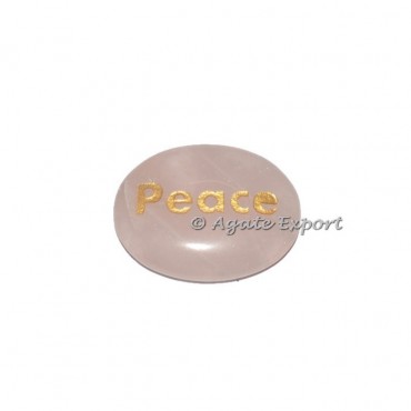 Rose Quartz Peace Engraved Stone