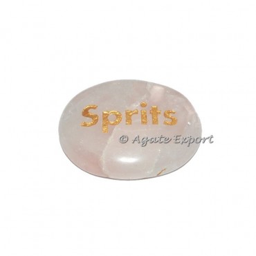Rose Quartz Sprits Engraved Stone