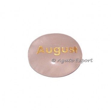 Rose Quartz August Engraved Stone