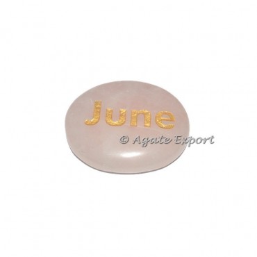 Rose Quartz June Engraved Stone
