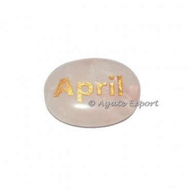 Rose Quartz April Engraved Stone