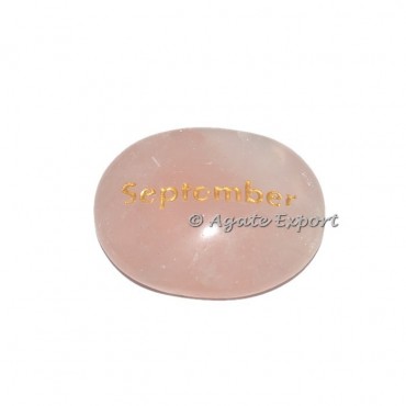 Rose Quartz September Engraved Stone