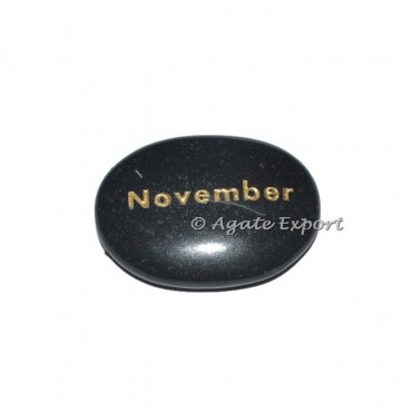 Black Agate November Engraved Stones