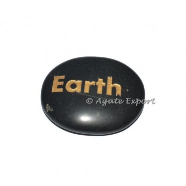 Black Agate Earth Engraved Stones