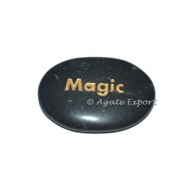 Black Agate Magic Engraved Stones