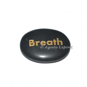 Black Agate Breath Engraved Stones
