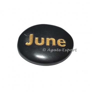 Black Agate June Engraved Stones