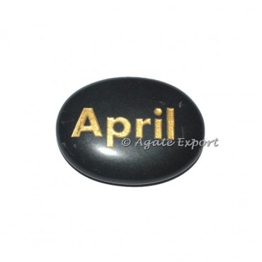 Black Agate April Engraved Stones