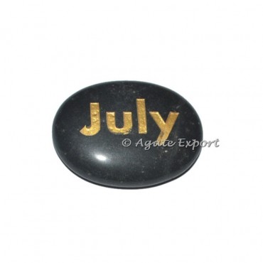 Black Agate July Engraved Stones