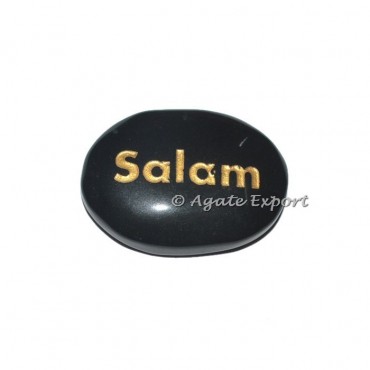 Black Agate Salam Engraved Stones
