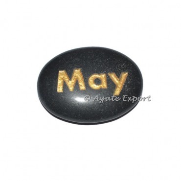 Black Agate May Engraved Stones