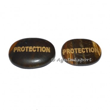 Tiger Eye Protection  Engraved Word Stone
