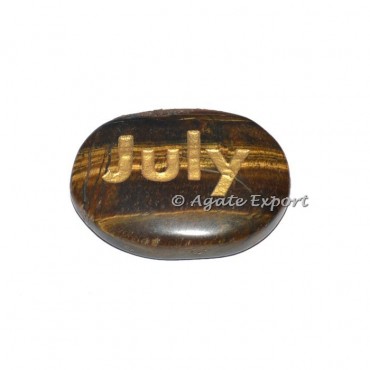 Tiger Eye July  Engraved Word Stone