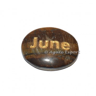 Tiger Eye June  Engraved Word Stone