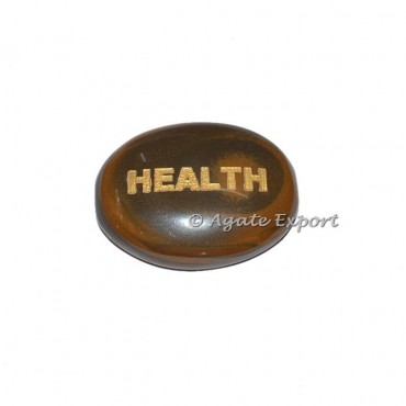 Tiger Eye Health  Engraved Word Stone
