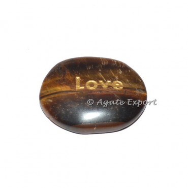 Tiger Eye Love  Engraved Word Stone