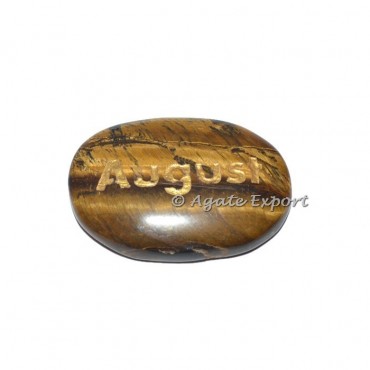 Tiger Eye August Engraved Word Stone
