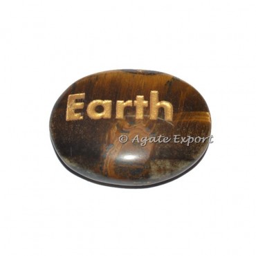 Tiger Eye Earth Engraved Word Stone