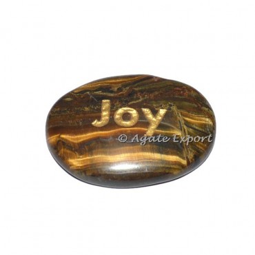 Tiger Eye Joy  Engraved Word Stone