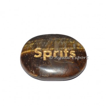 Tiger Eye Sprits  Engraved Word Stone