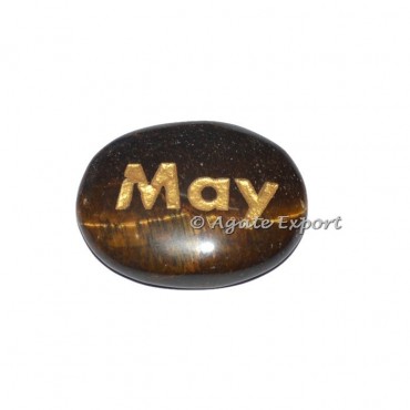 Tiger Eye May Engraved Word Stone