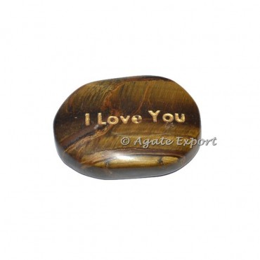 Tiger Eye I Love You Engraved Word Stone