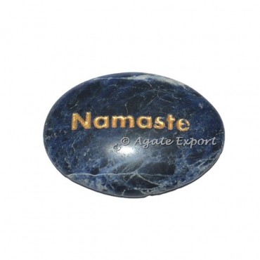 Sodalite Namaste  Engraved Oval Stone