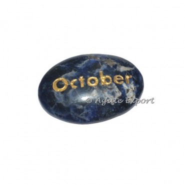 Sodalite October  Engraved Oval Stone