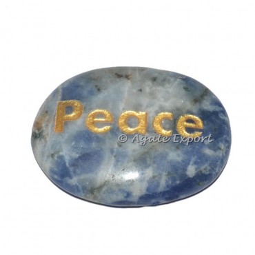 Sodalite Peace  Engraved Oval Stone