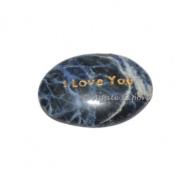 Sodalite I Love You Engraved Oval Stone