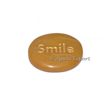 Golden Quartz Smile  Engraved Word Stones
