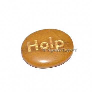 Golden Quartz Help Engraved Word Stones