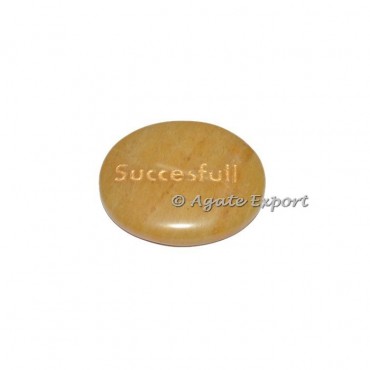 Golden Quartz Successful Engraved Word Stones
