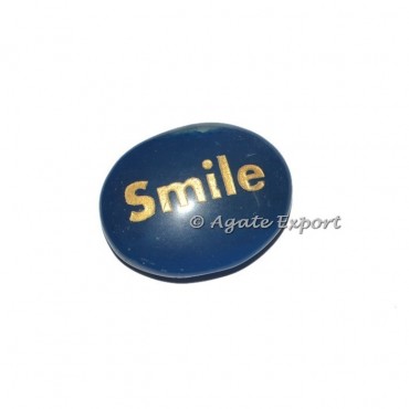 Blue Onyx Oval Smile Engraved Stones