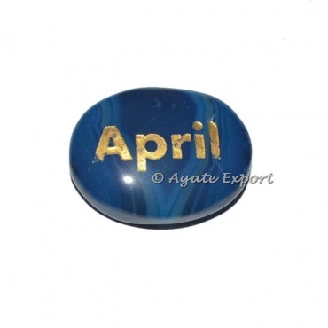 Blue Onyx Oval April  Engraved Stones