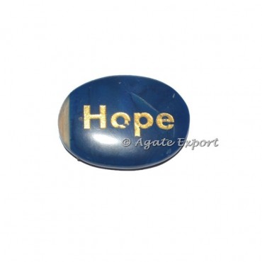 Blue Onyx Oval Hope Engraved Stones