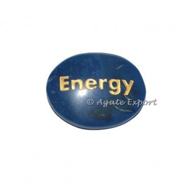 Blue Onyx Oval Energy Engraved Stones