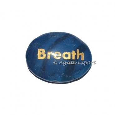 Blue Onyx Oval Breath Engraved Stones