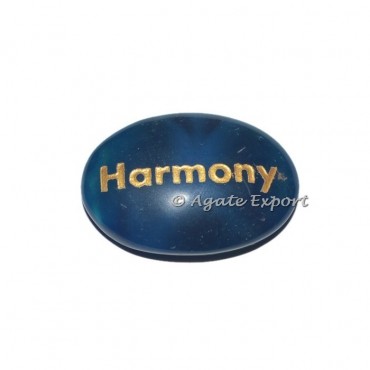 Blue Onyx Oval Harmony  Engraved Stones
