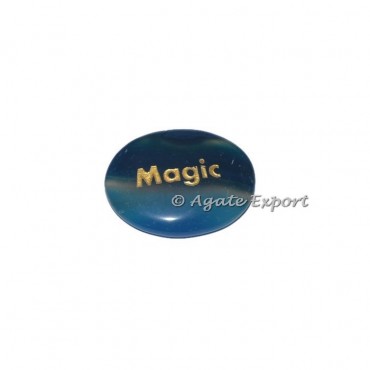 Blue Onyx Oval Magic  Engraved Stones