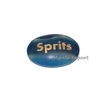 Blue Onyx Oval Sprits  Engraved Stones