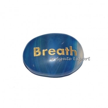 Blue Onyx Oval Breath Engraved Stones