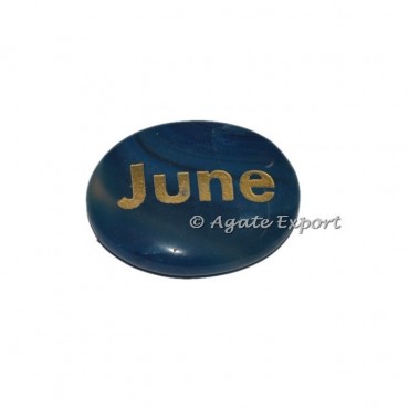 Blue Onyx Oval June  Engraved Stones