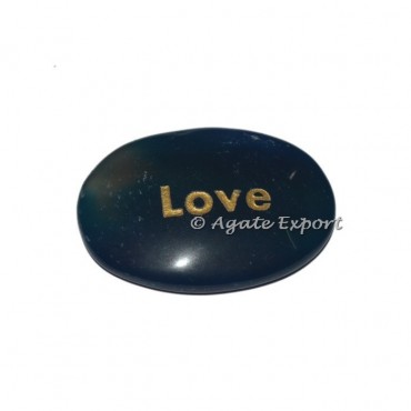 Blue Onyx Oval Love  Engraved Stones
