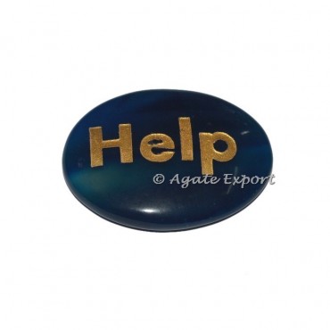 Blue Onyx Oval Help Engraved Stones