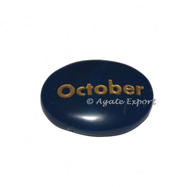 Blue Onyx Oval October  Engraved Stones